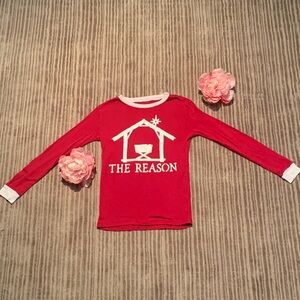Red Kids Pajama Top with Nativity Design